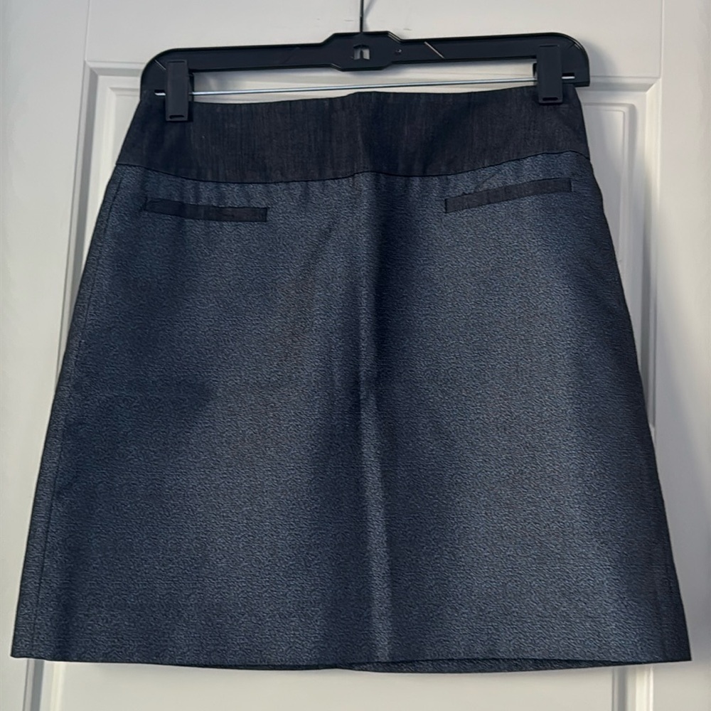 LOFT blue shimmer / denim mini pencil skirt sz 0